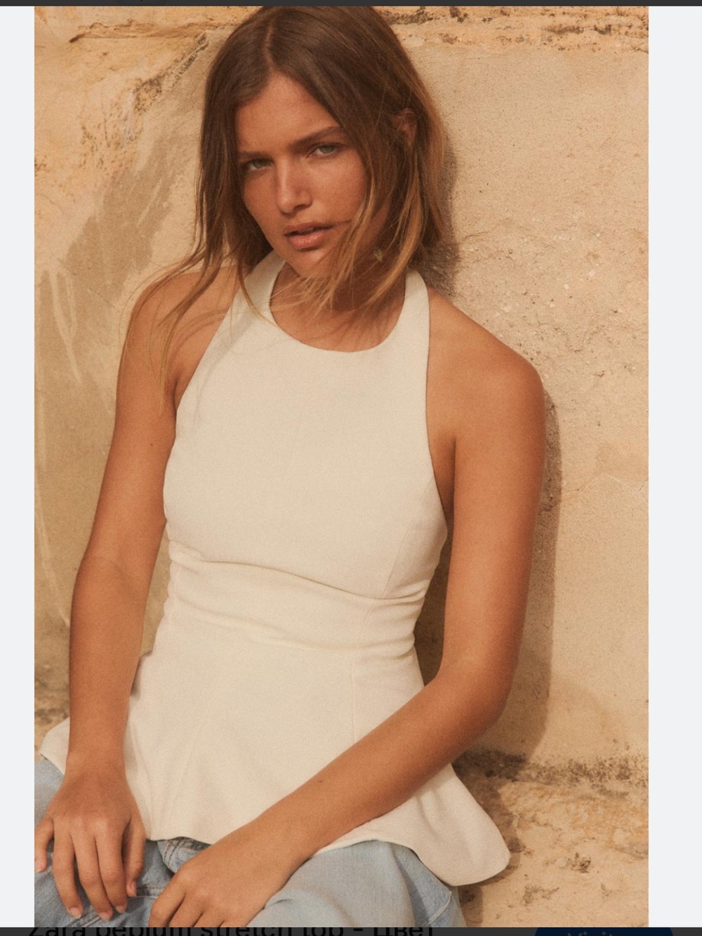 Zara Cream Halter Peplum Top